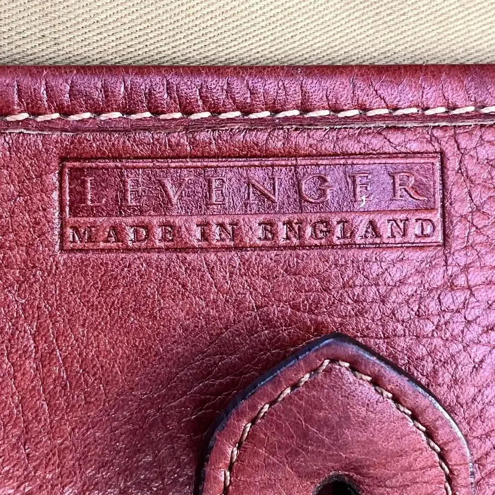 VTG 80s Levenger Made in England Brown Leather Briefcase Messenger Bag